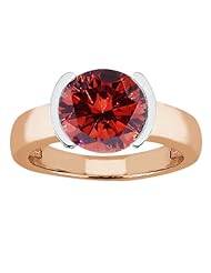 2.20 Ct Round Cognac Red SI1/SI2 Diamond 18K Rose Gold Ring