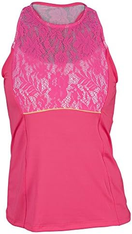 Lucky in Love Lace Life High Neck Tank-Small-Shocking Pink