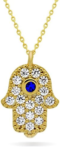 14k Gold Plated Hamsa Necklace, Tiny Gold Hamsa Pendant Necklace Good Luck Necklace, Gold Hamsa Dainty Necklace Protection Necklace 16inch + 2" Extension W Lobster Clasp, Simple Gold Necklace