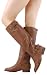 Outlaw11 Knee High Biker Flat Boots TAN