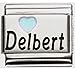 Delbert Light Blue Heart Laser Name Italian Charm