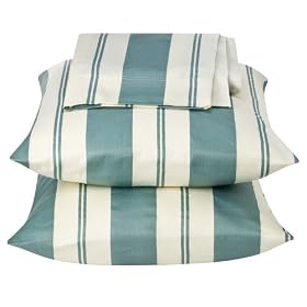 Havana Stripe 300Tc Sheet Set - Water Blue