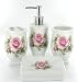 Pink Rose Flower Bathroom Accessory Set Lotion Soap Dispensers