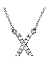 14K White Gold Diamond Initial Necklace "X" -- LIFETIME WARRANTY