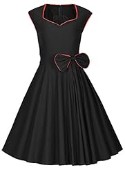 Cotton/Spandex Sweetheart Flared-Skirt Cap Sleeves  Stretchy Vintage Bridesmaid Dress/Party Dress  With a Bow(s)
