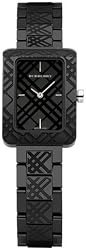 Burberry Nova Check Engraved Black Ceramic Bracelet Ladies Watch BU1175
