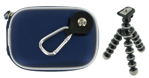 rooCASE 2n1 EVA Hard Shell (Dark Blue) Case with Memory Foam and Premium Tripod for Kodak Zx1 HD Pocket Video Camera Blue