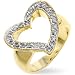 White Gold Rhodium and 14k Gold Bonded Ring with Round Cut Clear CZ Accents in a Heart Design and a Prong Setting in Tutone