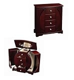 Simone Mahogany Finish Oval Cut-Out Upright Jewelry Box (Mahogany) (10"H x 9.5"W x 4.875"D)
