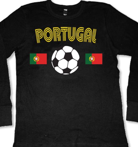 Portugal Flags International Soccer Thermal Shirt, Portuguese Pride Mens Long Sleeve Thermal, Large, Black