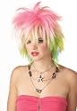 Adult Punk Pop Rock Star Emo Multicolor 80s Costume Wig Womens Standard