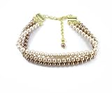 Kiska, Light Grey, Light Brown and Dark Rose Multi-Strand Glass Pearl Necklace by Margot Townsend, 18