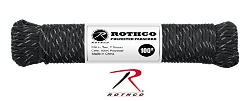 Rothco Polyester Paracord-100 Ft/Black Reflective