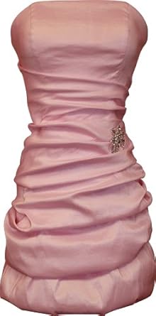 Strapless Taffeta Mini Prom Dress Bridesmaid w/ Pull-ups Crystal Pin Junior Plus Size