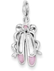 Sterling Silver Pink Enameled Ballet Slippers Charm
