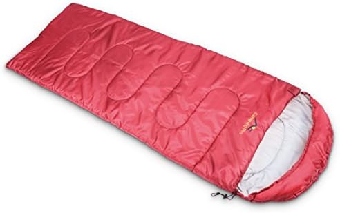 Camping Pro Aspen Ridge Lightweight Compact Rectangular Envelope Sleeping Bag available in Green Red and Blue/Green