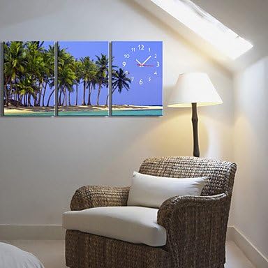 Lanmei Country Style Coconut Tree Clock in Canvas 3pcs
