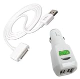 Malcom Distributors White Dual USB 2.1A Port Socket Cigarette Lighter DC Car Charger Adapter with USB Dock Connector for Apple iPhone 3G 3Gs 4 4v 4g 4s iPAD iPAD2& iPod