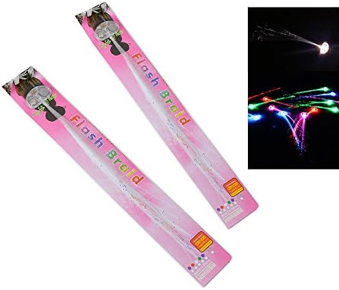 MR ZHU 2 pack Fiber Optic Led Hair Lights LED Hair Extensions Led hair clips optic lights up fiber optic led hair rave party christmas hair accessories white