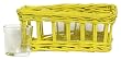 Hand Woven Lemon Yellow Painted Willow Basket with 3 Glass Votives 8"L x 3 3/4"W x 3 1/4"H Set / 2