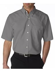 Apparel: Ultraclub 8972 Short-Sleeve Oxford Dress Shirt - Charcoal - 2XL