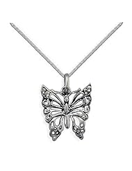 Butterfly Necklace Pendant Openwork Sterling Silver, Chain Included