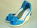 Couture Discount Sandalen, Plateau, Keilabsatz, Wedges, Canvas, Bast, (S60), Türkis