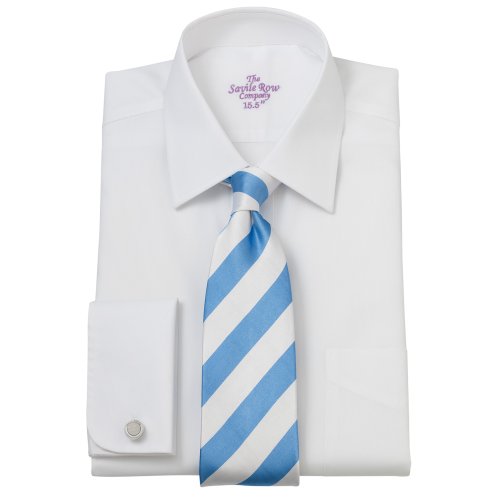  Savile Row Mens White Non-Iron Classic Fit Dress Shirt Windsor Collar French Cuff