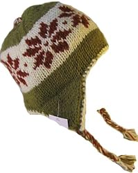 Wool Winter Chullo Beanie Fleece Lined Toque Cap Ear Flaps