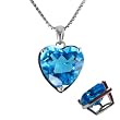 Ocean's Heart-Shaped 4ct Aquamarine Cubic Zirconia Platinum Overlay CAREFREE Sterling Silver Pendant Necklace