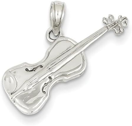 14k White Gold 3-D Violin Pendant, Pendants for Necklace, Women Jewelry