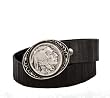 Tobacco Road Indian Head Buckle on Premium Black Leather Belt