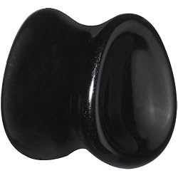 00 Gauge Concave Pear Obsidian Stone Plug