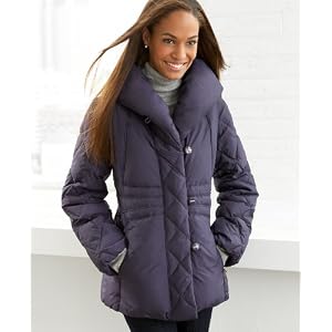 Larry Levine Women's Down Filled Pillow Collar Jacket