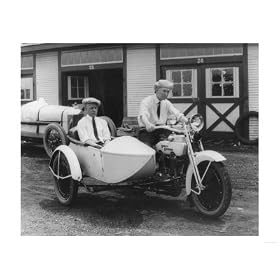 Men on Harley Davidson Motorcycle with Sidecar - Indianapolis, IN Giclee Poster Print