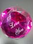 Mother Birthday Hot Gift 'I Love You' Peach Glass Crystal Diamond Shaped 3''