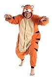 Kigs Adult Tiger Kigurumi Onesie Pyjamas; One Size Orange