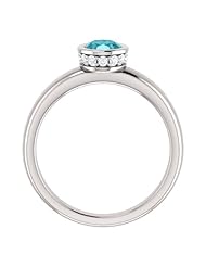 Platinum 7.00x5.00mm Oval Cut Blue Zircon and Diamond Ring -- LIFETIME WARRANTY