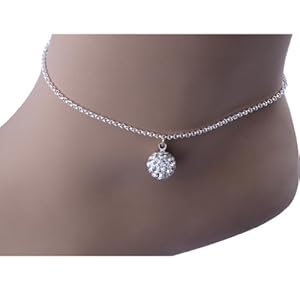 Kadima Swarovski Elements Crystal Disco Ball 10mm Bracelet,Bracelet Length 8.5 Inches,White