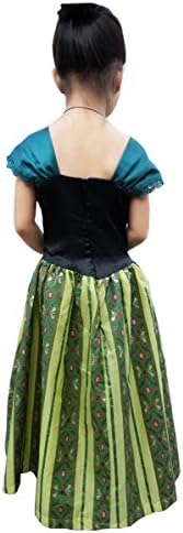 Maxi Long Princess Anna Cosplay Costume Play Evening Dress for Girls Kids (140)