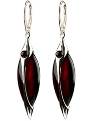 Royal Cherry Amber Sterling Silver Drop Collection Large Leverback Earrings