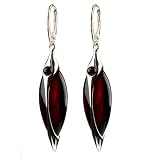 Royal Baltic Cherry Amber and Sterling Silver Drop Collection Large Leverback Earrings