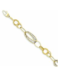 Genuine 14K Two-Tone Textured Hollow With Ext. Bracelet 8 Inches 4 Grams Of Gold 100% Satisfaction Guaranteed.