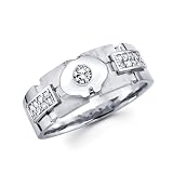 14K White Gold Round with Round Accented Diamonds Women's Couple Wedding Ring Band (0.26 ctw., GH Color, SI Clarity)