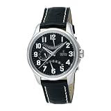 Festina Mens F16275 6 Retro Grade Stainless Steel Leather Strap 24-Hour Dual Time Watch by Festina