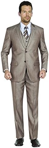 Tazio Mens 2 Button 3 piece Modern Fit 42S Dark Tan