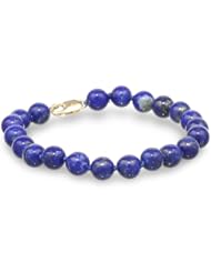 14k Yellow Gold 8mm Lapis Lazuli Beaded Bracelet, 7.25"