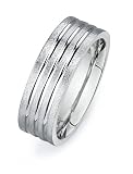 14ct White Gold Custom Made 7.5 mm Comfort Fit Wedding Band, w/ Textured Finish Stripe Design