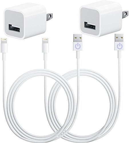 iPowerdirect® 2 Pack Wall Chargers + 2 Pack 3ft Certified 8 Pin USB Cables Data Sync Charge For iPhone SE 5 5s 5c 6 6s Plus, iPod Touch 5, Nano 7th Fit With All Case Cover