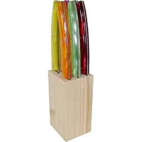 Laguiole Le Thiers Multi Color Modern Streamlined Knives in Block by Laguiole